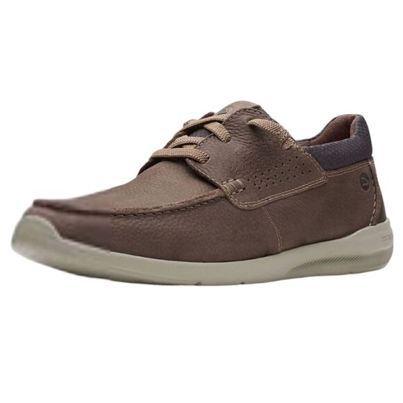 Clarks Brown Taupe  Gorwin Moc Sneaker Loafer Size 10.5 - Picture 1 of 17